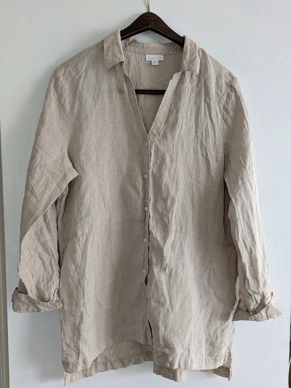 J. Jill Love Linen Button Down Tunic Shirt